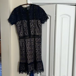 Navy blue and nude dress. Knee length